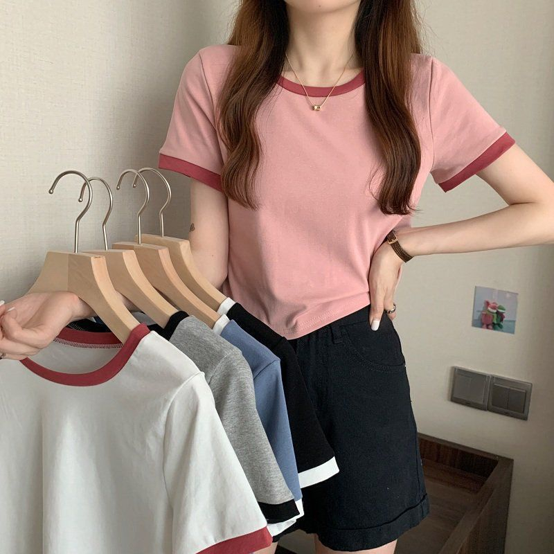 BV.ID BJ1231 T-Shirt Kaos Lengan Pendek Baju Wanita Bahan Adem Croptop Style korean