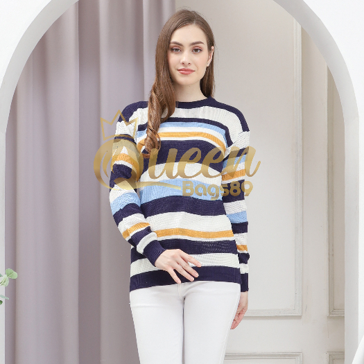 Queenbags89 baju outfit cewek baju atasan wanita baju Rajut polly Stripe