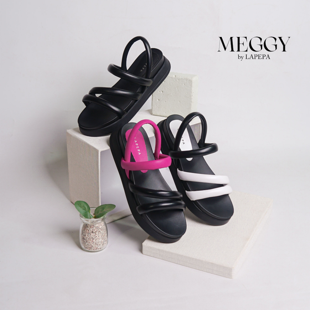 Adarastore -Lapepa MEGGY Sepatu Sandal Casual Wanita Platform Sendal Wedges Tali Belakang  Kekinian