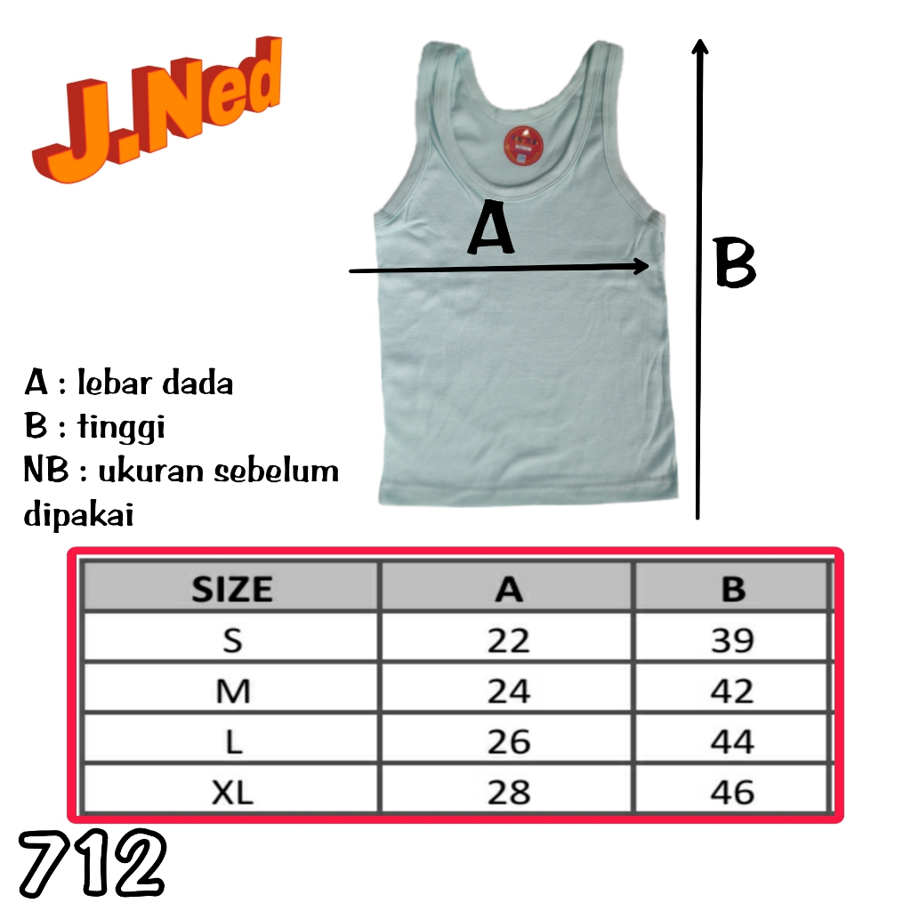 J712T | SINGLET KAOS DALAM ANAK SNI AGREE ST 03 USIA 1 - 7 TH HARGA 3 PCS