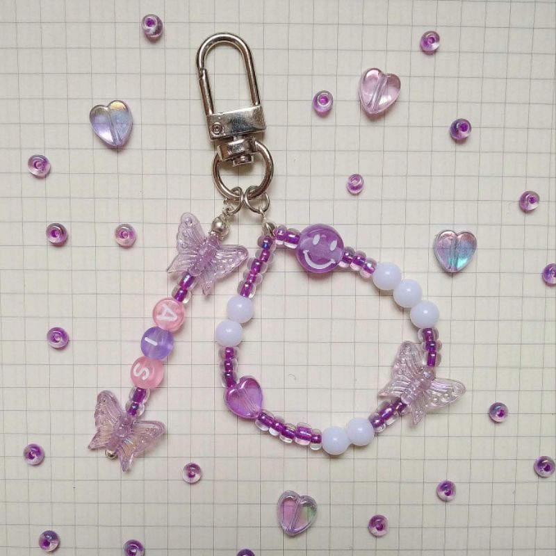 (Double) Custom Beads Keychain | Custom Beads Keyring | Gantungan Kunci Manik-manik