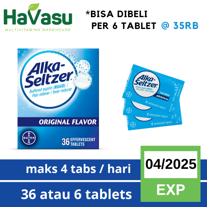 Alka Seltzer Original Sakit Kepala Perut Kembung Maag Mual Hangover