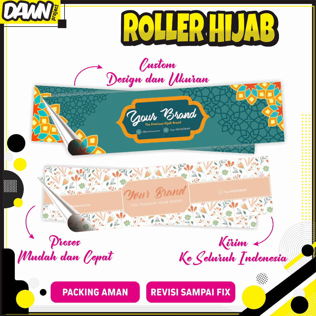 

*FREE DESIGN* / ROLLER HIJAB / LABEL PENGIKAT HIJAB / SOUVENIR ROLL LABEL
