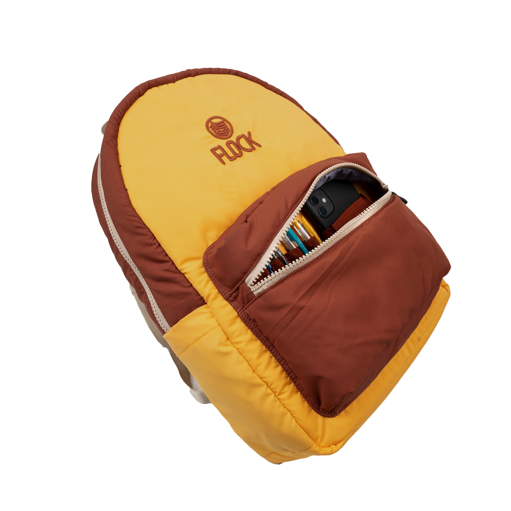 (New Product) FLOCK Tricolor Puffy Backpack - Honey