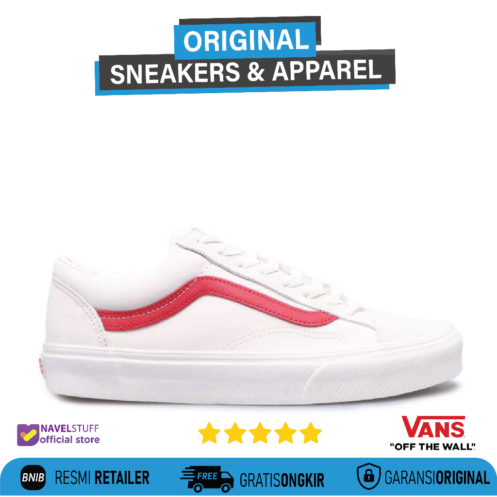 VANS Old Skool Style 36 Marsmallow Racing Red Sepatu Original BNIB (PT.Navya)