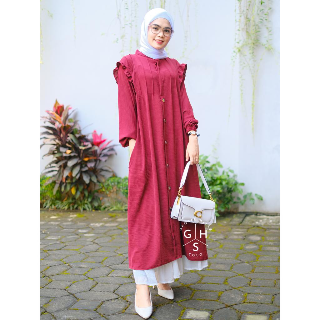 GAMIS MIDI ZIYA MAXI DRESS WANITA BUSUI CRINCLE AIRFLOW PREMIUM (DBY)