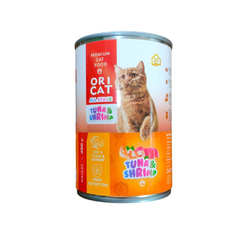 Paket 8pcs Makanan Kucing Ori Cat kaleng Wet food 400gr- Tuna &amp; shrimp