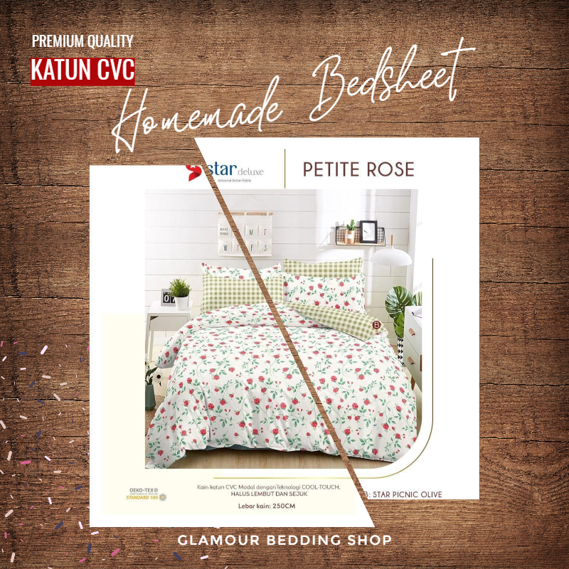 Sprei KING 200x180 Kain Katun CVC Katun Lokal Homemade Sprei Motif By STAR Deluxe