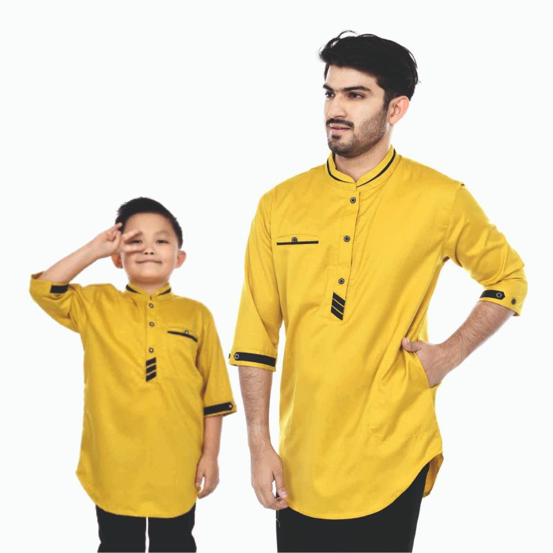 Baju koko couple ayah dan anak/Baju koko Qurta lemon couple