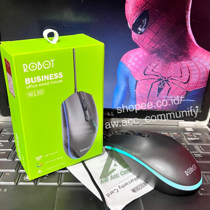 ROBOT Mouse Colorful LED M-130 Mouse Wired High Sensitivity 3 Kecepatan 1600 DPI Mouse PC/ Laptop/ Komputer