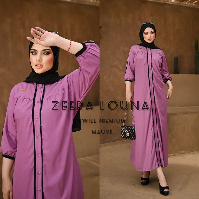 Daster Arab ZEERA LOUNA Midi Dress Busui  Bumil Rayon Twill Premium Ori