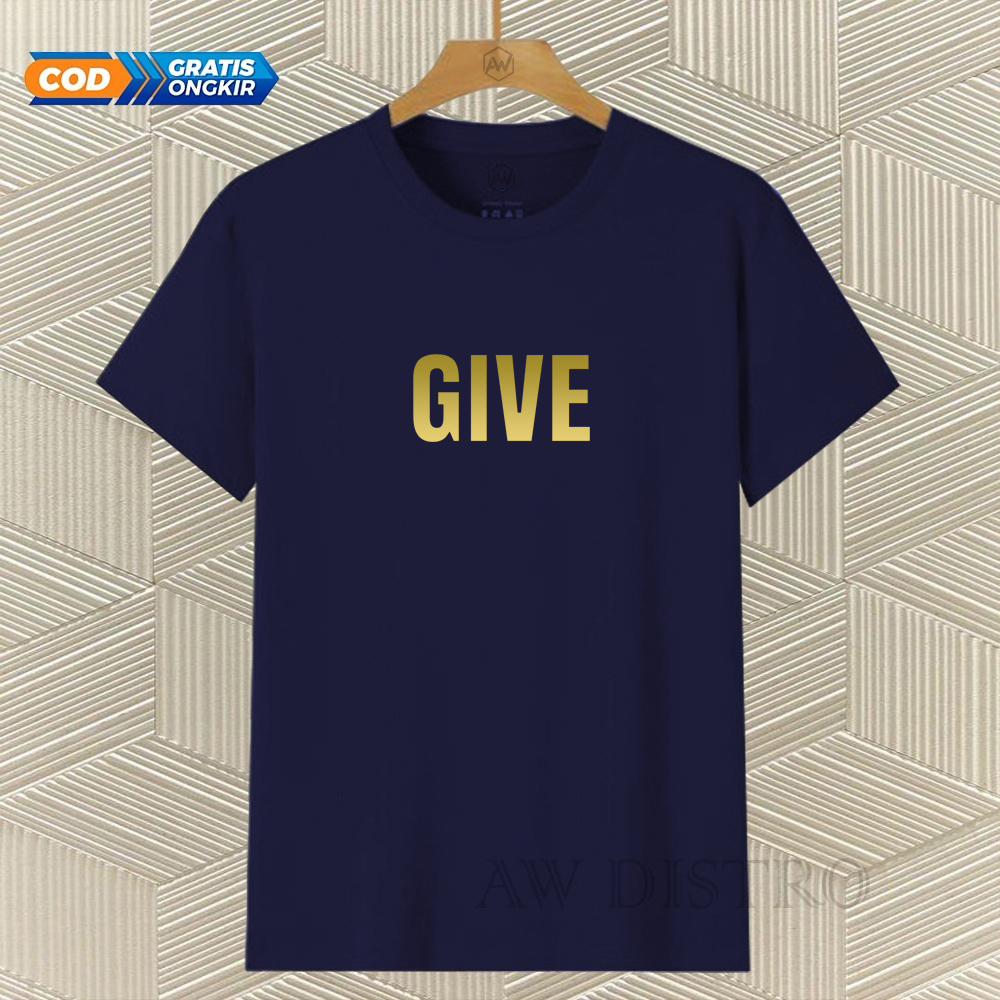 COD Baju Kaos Distro Give Text Gold Premium Quality Lengan Pendek