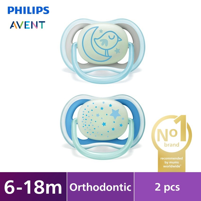 PHILIPS AVENT 2pcs Ultra Air Night Pacifier 0-6m / 6-18m Soother Empeng Bayi