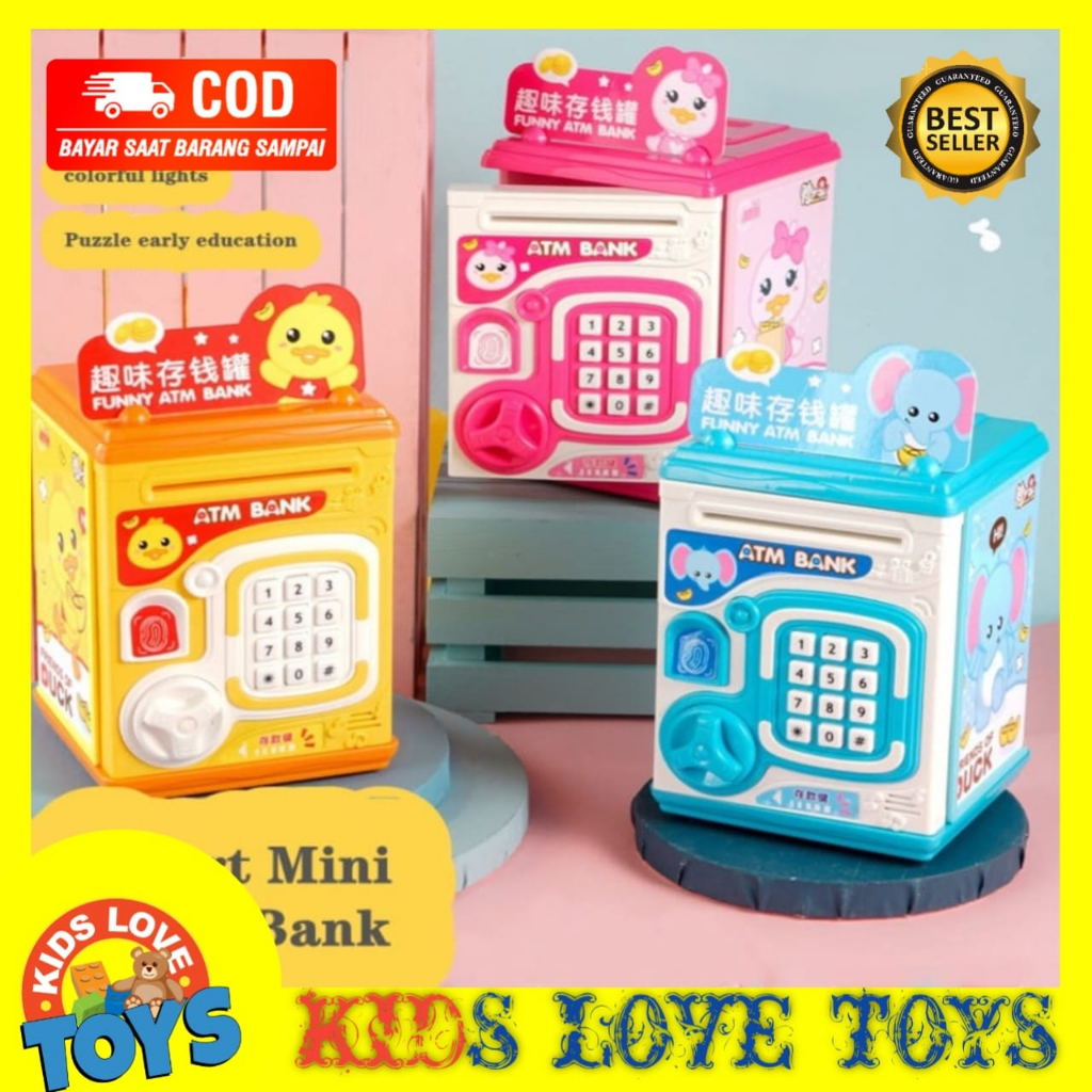 MAINAN ANAK EDUKASI CELENGAN ANAK ATM BRANKAS MINI / MINI MONEY ATM MENABUNG UANG SIDIK JARI YA2 PRO