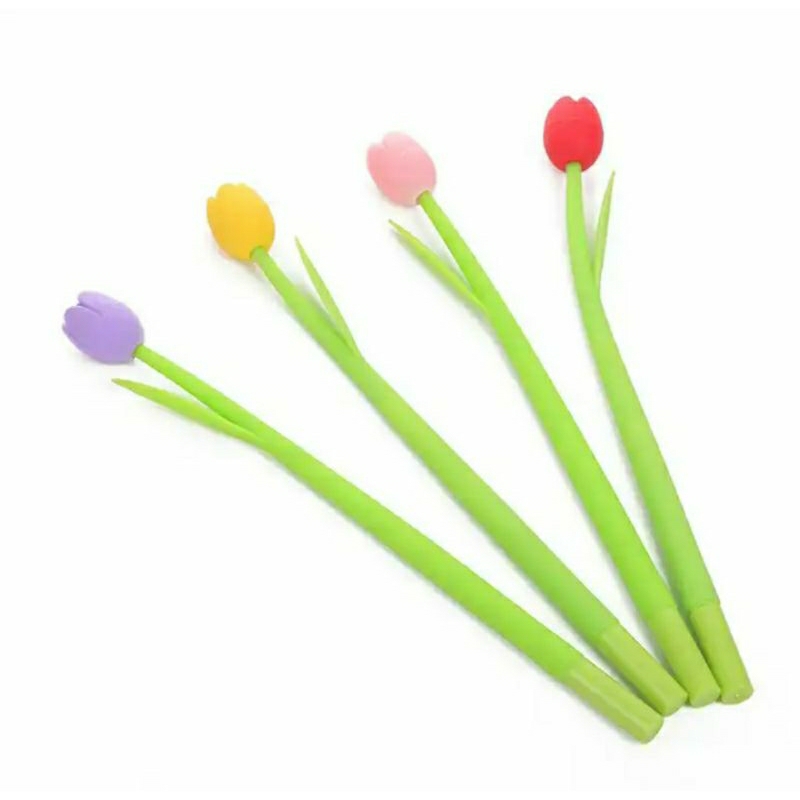 

Pulpen Tinta Bunga Tulip Alat Tulis Kreatif Korea Pen Gel Silikon