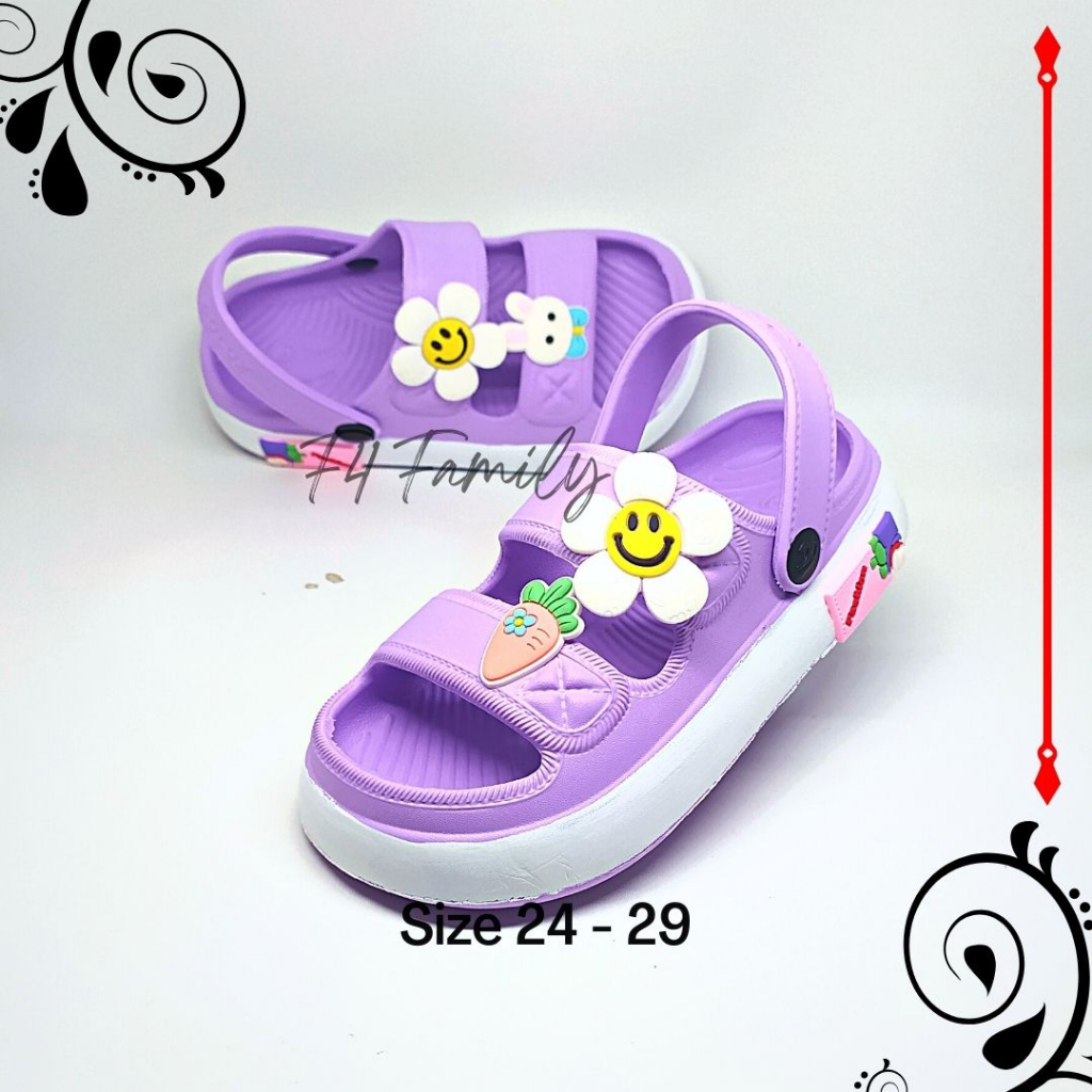 MD79 - Sendal Anak Perempuan Usia 3 5 Tahun Terbaru 2023 Motif Bunga Mekar