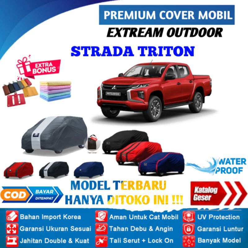 Body Cover Mobil Strada Triton / Sarung Mobil Strada Double Cabin Selimut Mantel Pelindung Jas Penutup Mantol Kerudung Tutup Mobil Triton Outdoor