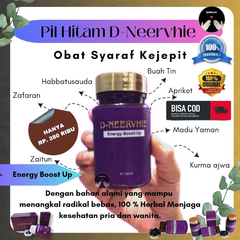 Pil Hitam D-Neervhie herbal Mengobati Syaraf Kejepit Original