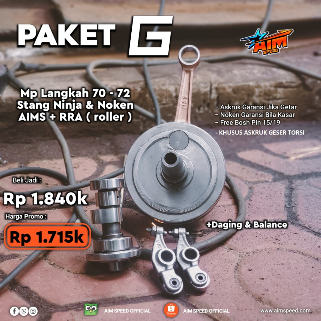 Paket Hemat (G) Khusus Geser Torsi AIM SPEED Askruk MP Noken As Templar RRA Kruk As Crankshaft Megap