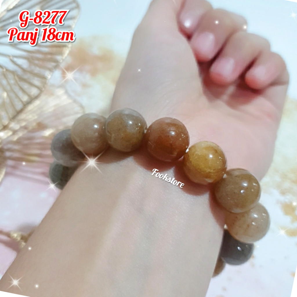 GELANG DEWASA BATU GIOK NATURAL GELANG ELASTIS GIOK UK 10 mm