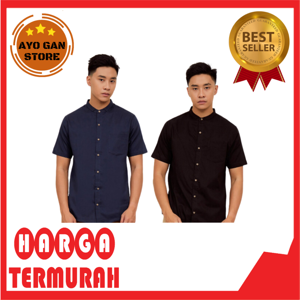 Kemeja Pria Shanghai Polos Pendek