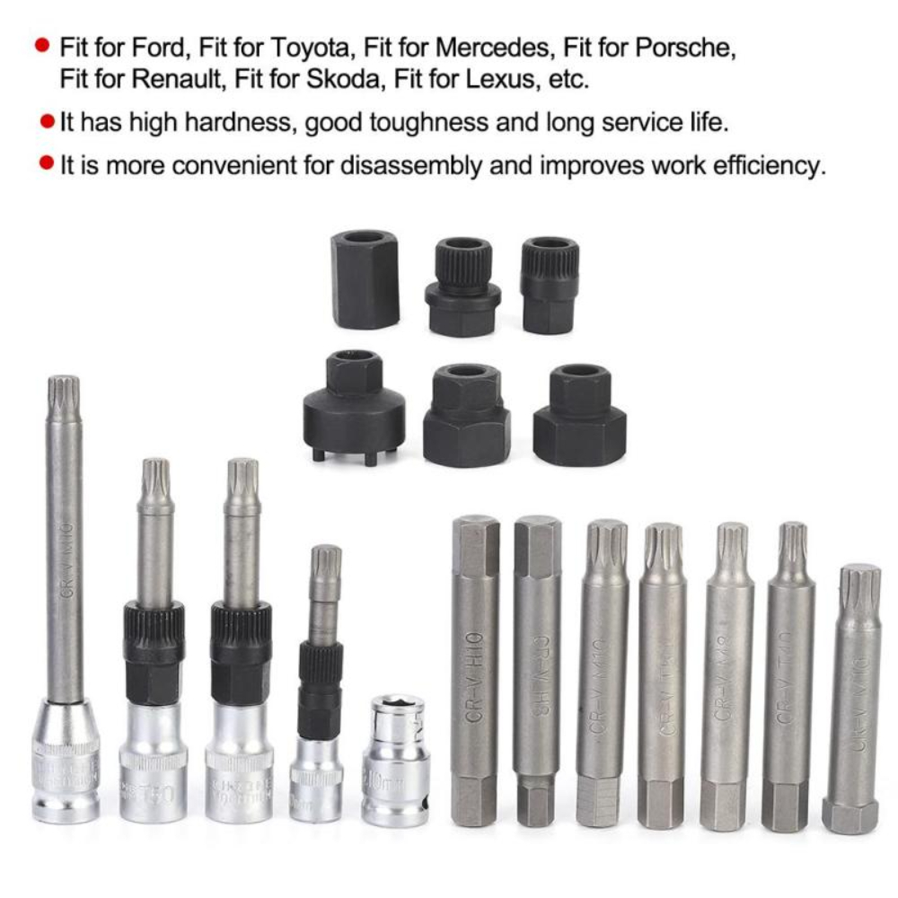 13 Pcs Alternator Pulley Tool Kit Alternator Tool Set / Repair / Removal / Pulley Crankshaft Pulley Tool