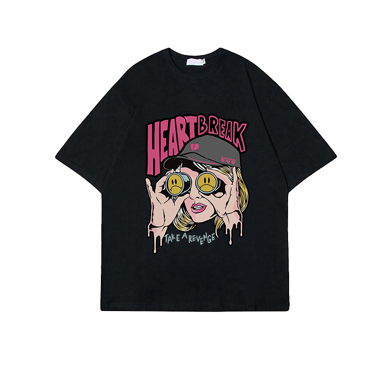 kaos hitam oversize wanita korean style lengan pendek cartoon character graffiti print T-shirt import kekinian kaos hitam