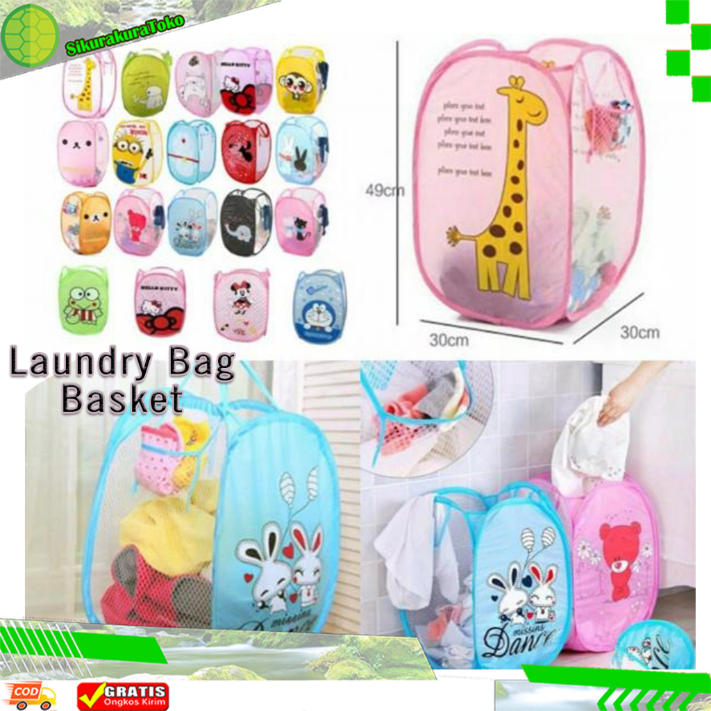 (SKR) Laundry Bag Basket Keranjang Baju Kotor Penyimpanan Portable