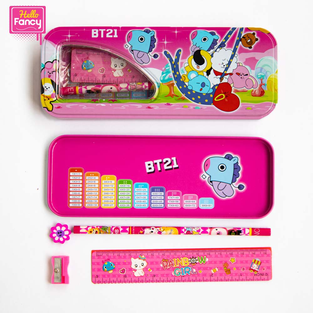 DEOSOFFICIAL-TEMPAT PENSIL KALENG SET DENGAN ISI KARAKTER CANDY CC-7100