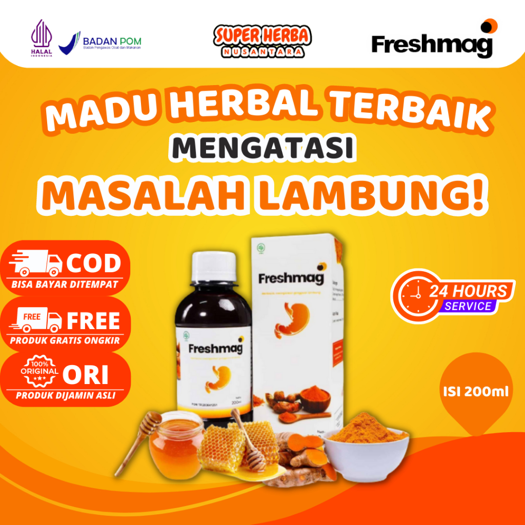 

Freshmag | Madu Herbal Alami Ampuh Atasi Asam Lambung Maag GERD isi 200ml Halal Original Bpom
