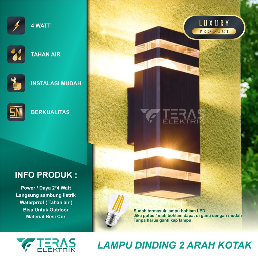 Lampu dinding taman outdoor led kotak minimalis waterproof wall light