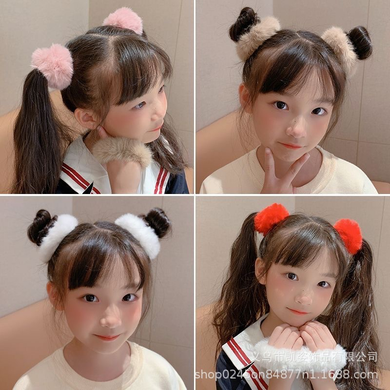 SS IKAT RAMBUT BULU HALUS ELASTIS WANITA ANAK KARET BERBULU WARNA WARNI POLOS KUNCIRAN KOREA STYLE MURAH