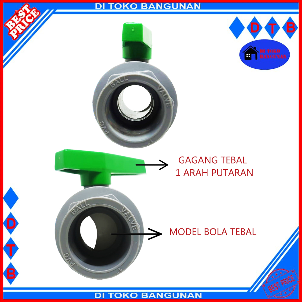 Ball Valve Soligen CN003  1/2&quot; - 3/4&quot; - 1&quot; Stop Kran Air PVC