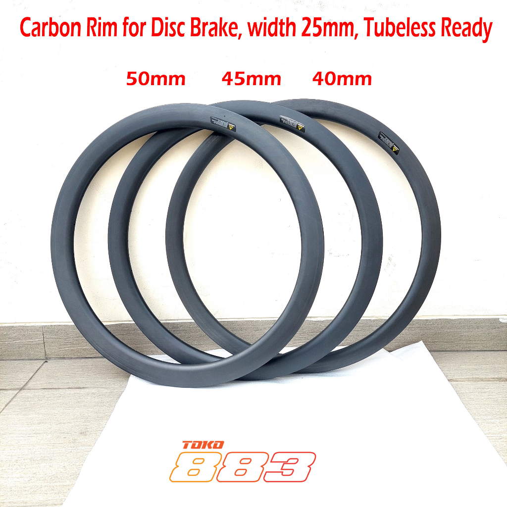 Carbon Rim Sepeda 700c Lebar 25 dan 28mm - 20 dan 24 hole untuk Disc Brake Roda Sepeda Balap