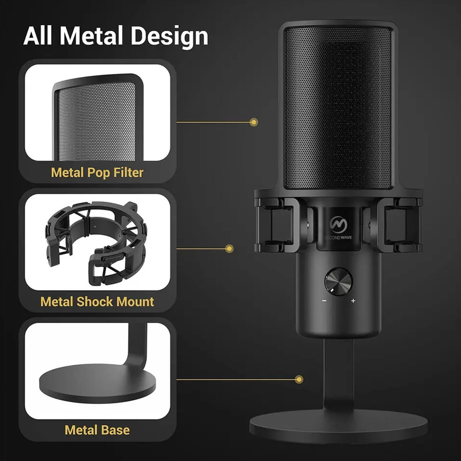 SECONDWAVE V1 Microphone Condenser For PC Recording Streaming Podcast