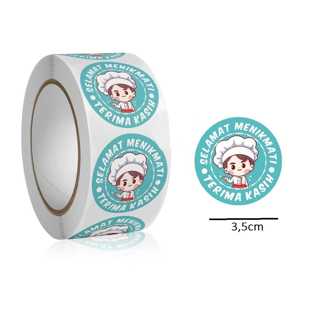 ECER 100 PCS Stiker 3.5 Cm BESAR 3.5  Selamat Menikmati - Sticker bukan dalam bentuk ROOLL ini ecera