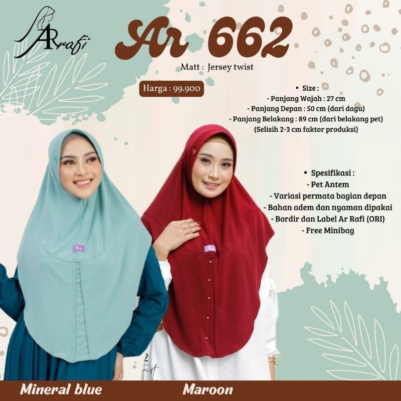 HIJAB ARRAFI AR662 JILBAB BERGO KUDUNG TUDUNG KERUUDNG INSTAN POLOS SIMPEL
