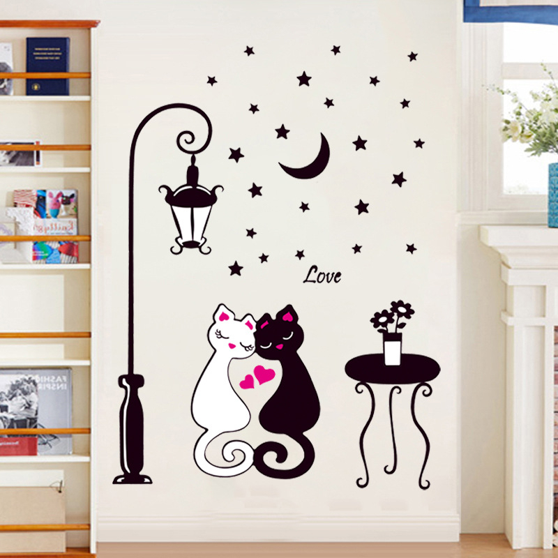 stiker dinding estetik kucing ngdate - stiker dinding big size cat love - stiker aesthetic meow love