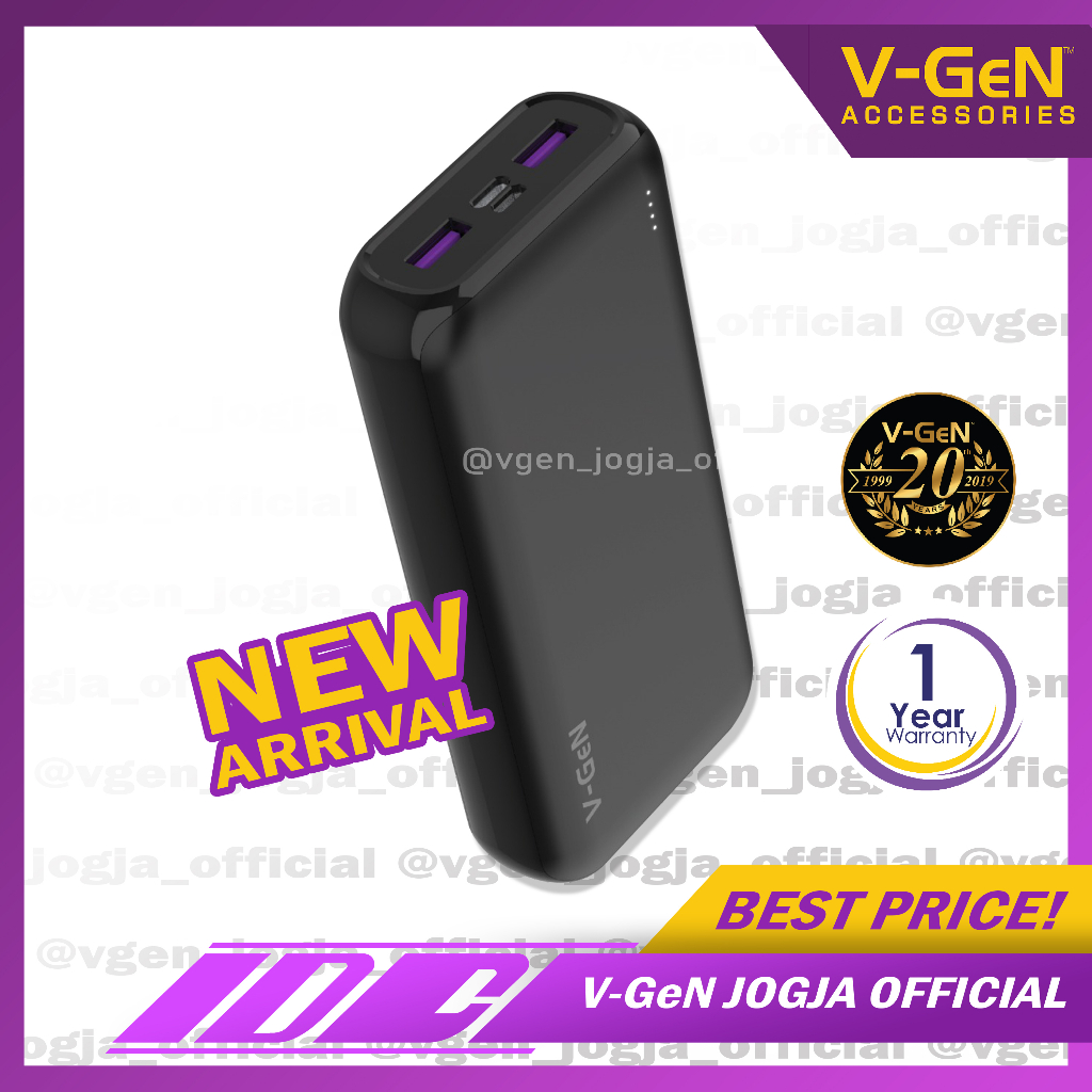 Powerbank V-GeN PB-V20K8 20.000 mAh Support Type C QC PD VOOC Turbo