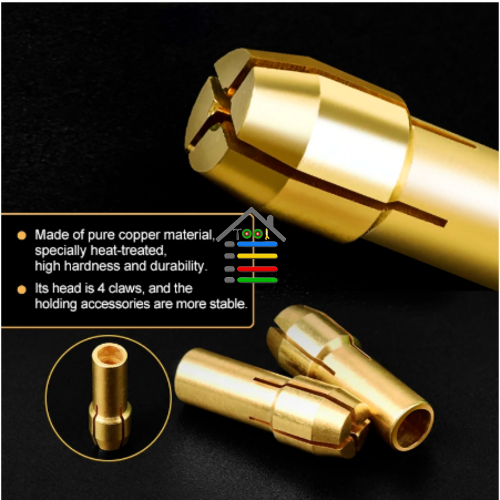 MINI DRILL BRASS COLLET KUNINGAN MINI GRINDER DRILL BOR CHUCK 1 - 3.2 MM