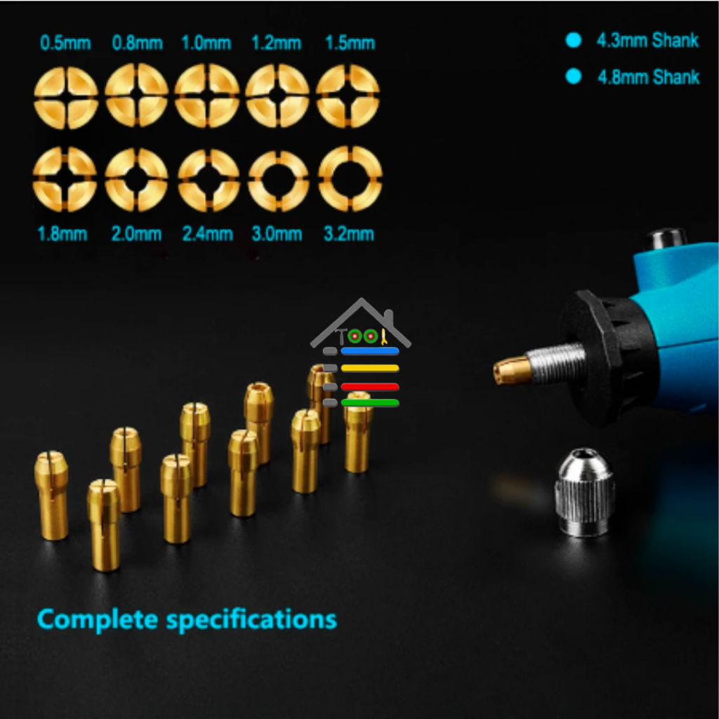 MINI DRILL BRASS COLLET KUNINGAN MINI GRINDER DRILL BOR CHUCK 1 - 3.2 MM