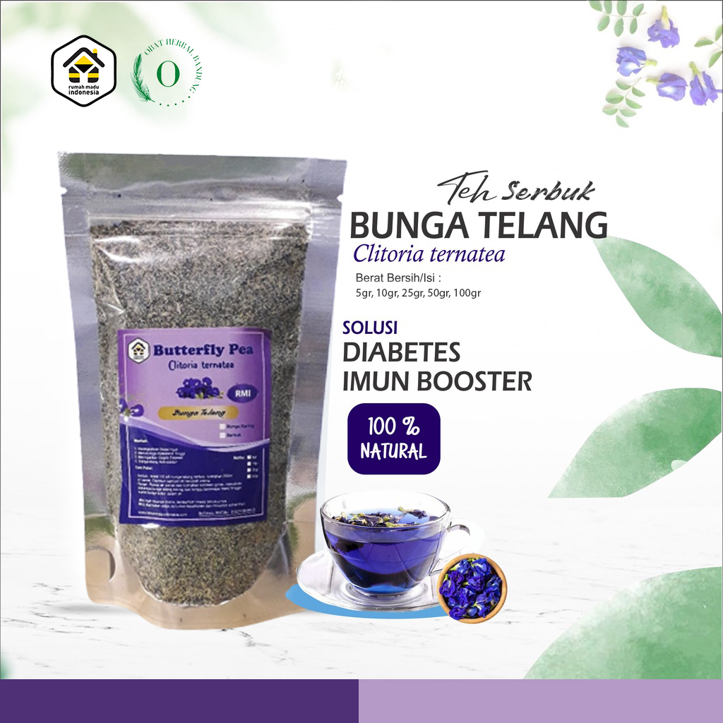 

Serbuk Teh Bunga Telang Kering Bubuk Butterfly Pea Teh Biru Blue Tea