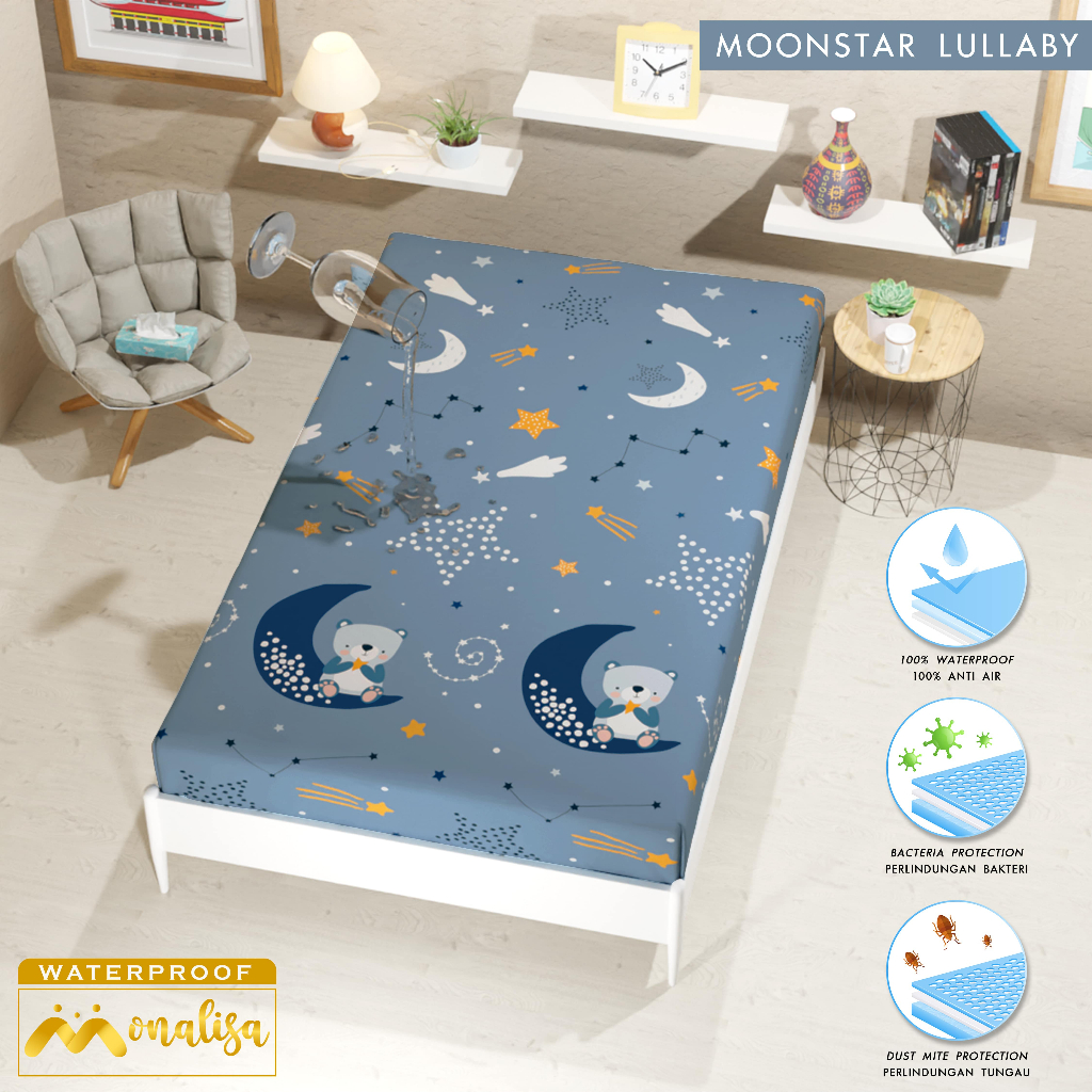 Monalisa Waterproof Sprei Uk 100/120 - Moonstar Lullaby