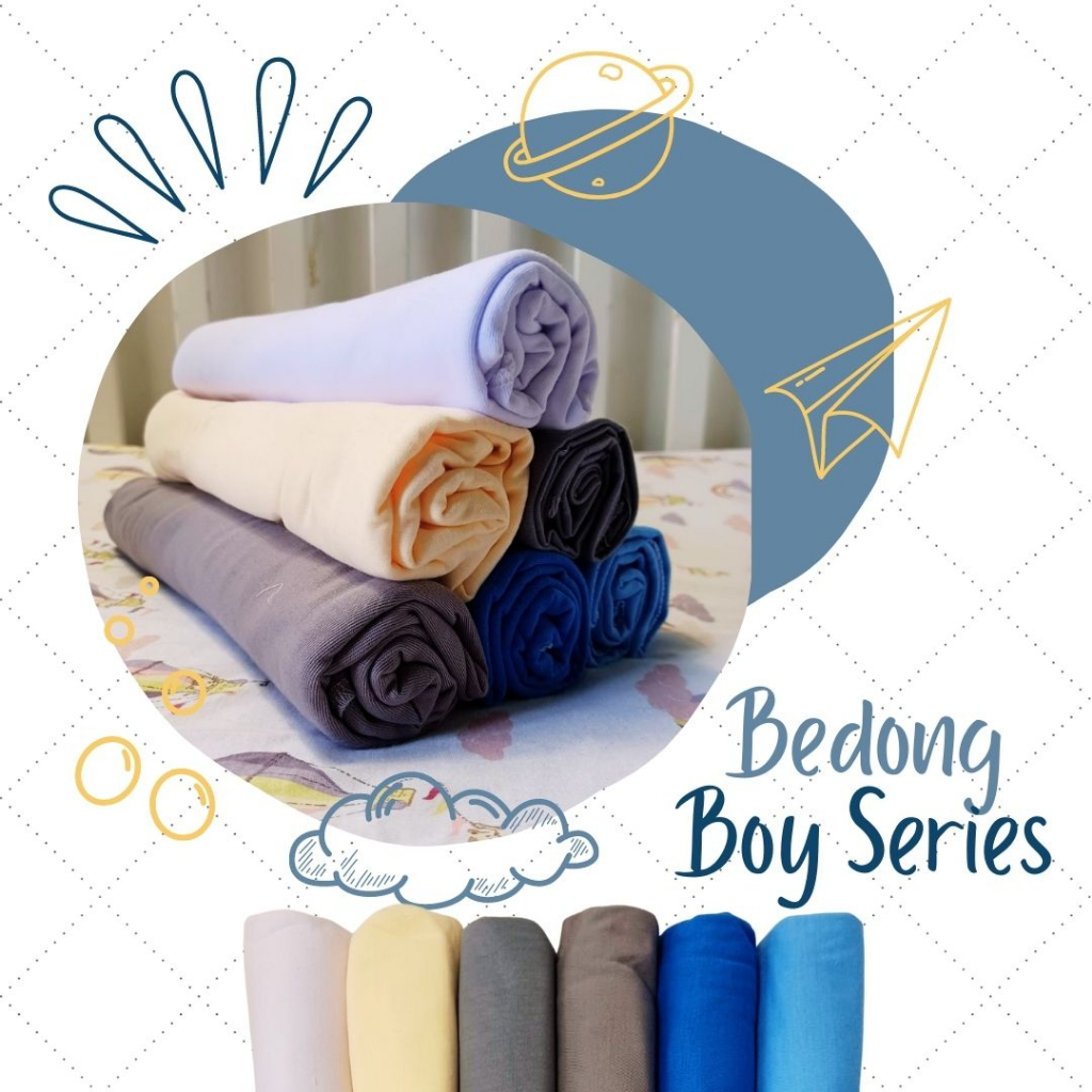 BASIC BOY Akachan Baby Swaddle Bedong Kain Kaos Polos Biru abutua abumuda cream putih bdbb