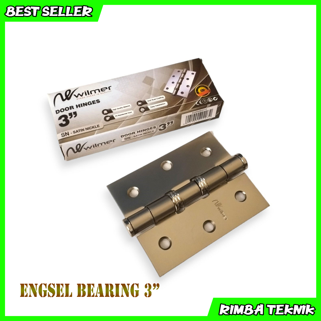 Engsel Bearing Pintu Jendela 3 inch Free Sekrup / mur Satin Nickle WILMER WEB-3SN