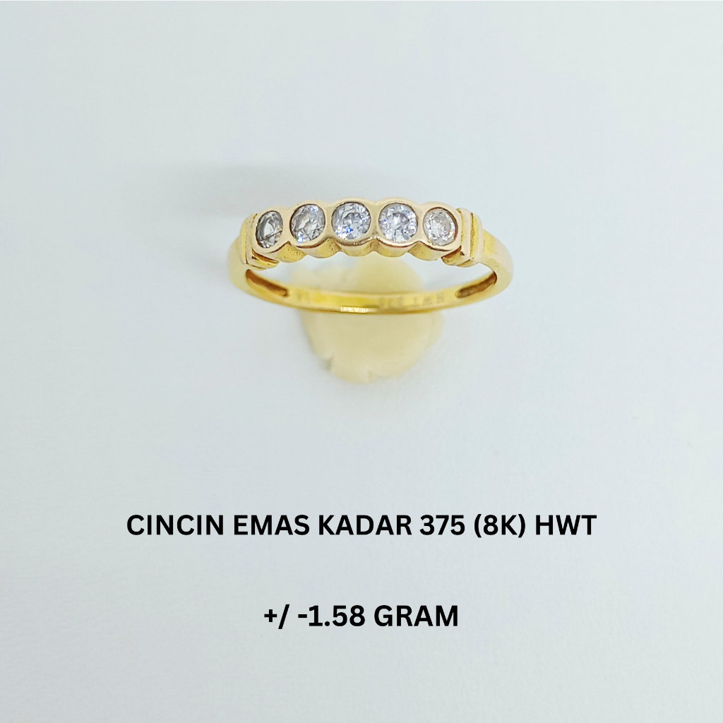 Cincin Emas HWT Kadar 375 (8K) Estimasi Berat 1.58 Gram