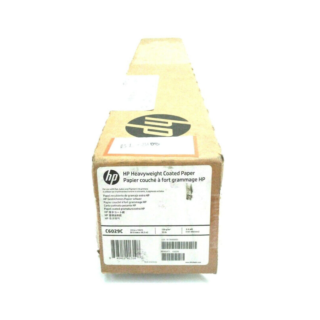 

HP Heavyweight Coated Paper C6029C 167microns(6.6mil) 130g/m2(35lbs) 610mm x 30,5m