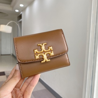 [Instant/Same Day] 8860  TORY BURCH new black short wallet gold double T logo card bag qianbao