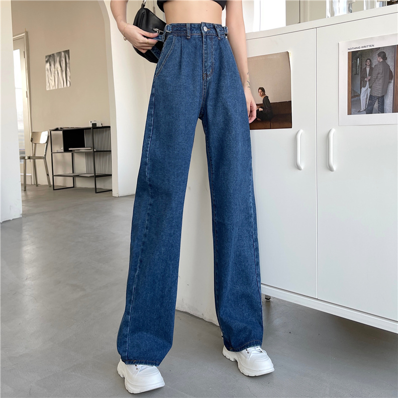 EUNII Korean Style Boyfriend Celana Jeans Wanita Kekinian Loose Highwaist Jeans