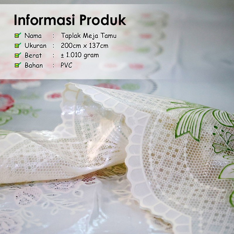 Taplak Meja Makan Jumbo Motif Bunga Persegi Panjang Ukuran 200x137cm Bahan PVC Tebal Premium Perlengkapan Dekorasi Rumah Makan